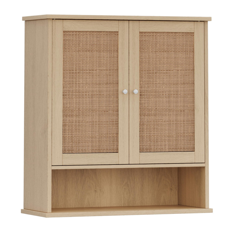 Bay Isle Home™ Ahsiah Reettic Rattan Two Door Wall Cabinet, Wooden ...